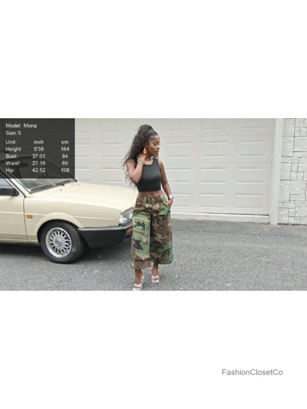 Women's High Waisted Wide Leg Camo Pants Baggy Y2K Army Fatigue Cropped Palazzo - Picture 6 of 6